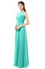 ColsBM Emery Blue Turquoise Bridesmaid Dresses Bateau A-line Floor Length Simple Zip up Sash