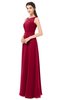 ColsBM Emery Dark Red Bridesmaid Dresses Bateau A-line Floor Length Simple Zip up Sash