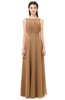 ColsBM Emery Light Brown Bridesmaid Dresses Bateau A-line Floor Length Simple Zip up Sash