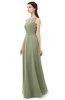 ColsBM Emery Moss Green Bridesmaid Dresses Bateau A-line Floor Length Simple Zip up Sash