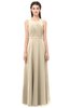 ColsBM Emery Novelle Peach Bridesmaid Dresses Bateau A-line Floor Length Simple Zip up Sash