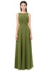 ColsBM Emery Olive Green Bridesmaid Dresses Bateau A-line Floor Length Simple Zip up Sash