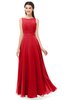ColsBM Emery Red Bridesmaid Dresses Bateau A-line Floor Length Simple Zip up Sash