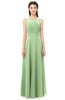ColsBM Emery Sage Green Bridesmaid Dresses Bateau A-line Floor Length Simple Zip up Sash