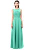 ColsBM Emery Seafoam Green Bridesmaid Dresses Bateau A-line Floor Length Simple Zip up Sash