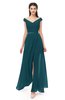 ColsBM Ariel Blue Green Bridesmaid Dresses A-line Short Sleeve Off The Shoulder Sash Sexy Floor Length