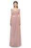 ColsBM Ariel Blush Pink Bridesmaid Dresses A-line Short Sleeve Off The Shoulder Sash Sexy Floor Length