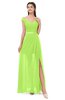 ColsBM Ariel Bright Green Bridesmaid Dresses A-line Short Sleeve Off The Shoulder Sash Sexy Floor Length
