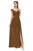 ColsBM Ariel Brown Bridesmaid Dresses A-line Short Sleeve Off The Shoulder Sash Sexy Floor Length