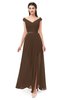 ColsBM Ariel Chocolate Brown Bridesmaid Dresses A-line Short Sleeve Off The Shoulder Sash Sexy Floor Length