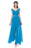 ColsBM Ariel Cornflower Blue Bridesmaid Dresses A-line Short Sleeve Off The Shoulder Sash Sexy Floor Length