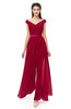 ColsBM Ariel Dark Red Bridesmaid Dresses A-line Short Sleeve Off The Shoulder Sash Sexy Floor Length