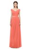 ColsBM Ariel Fusion Coral Bridesmaid Dresses A-line Short Sleeve Off The Shoulder Sash Sexy Floor Length