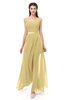 ColsBM Ariel Gold Bridesmaid Dresses A-line Short Sleeve Off The Shoulder Sash Sexy Floor Length