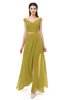ColsBM Ariel Golden Olive Bridesmaid Dresses A-line Short Sleeve Off The Shoulder Sash Sexy Floor Length