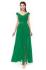ColsBM Ariel Green Bridesmaid Dresses A-line Short Sleeve Off The Shoulder Sash Sexy Floor Length