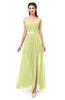 ColsBM Ariel Lime Green Bridesmaid Dresses A-line Short Sleeve Off The Shoulder Sash Sexy Floor Length