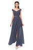 ColsBM Ariel Nightshadow Blue Bridesmaid Dresses A-line Short Sleeve Off The Shoulder Sash Sexy Floor Length