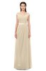 ColsBM Ariel Novelle Peach Bridesmaid Dresses A-line Short Sleeve Off The Shoulder Sash Sexy Floor Length