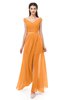 ColsBM Ariel Orange Bridesmaid Dresses A-line Short Sleeve Off The Shoulder Sash Sexy Floor Length