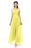 ColsBM Ariel Pale Yellow Bridesmaid Dresses A-line Short Sleeve Off The Shoulder Sash Sexy Floor Length