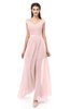 ColsBM Ariel Pastel Pink Bridesmaid Dresses A-line Short Sleeve Off The Shoulder Sash Sexy Floor Length