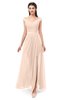 ColsBM Ariel Peach Puree Bridesmaid Dresses A-line Short Sleeve Off The Shoulder Sash Sexy Floor Length