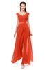 ColsBM Ariel Persimmon Bridesmaid Dresses A-line Short Sleeve Off The Shoulder Sash Sexy Floor Length