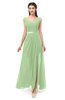 ColsBM Ariel Sage Green Bridesmaid Dresses A-line Short Sleeve Off The Shoulder Sash Sexy Floor Length