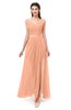 ColsBM Ariel Salmon Bridesmaid Dresses A-line Short Sleeve Off The Shoulder Sash Sexy Floor Length