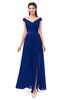 ColsBM Ariel Sodalite Blue Bridesmaid Dresses A-line Short Sleeve Off The Shoulder Sash Sexy Floor Length