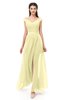 ColsBM Ariel Soft Yellow Bridesmaid Dresses A-line Short Sleeve Off The Shoulder Sash Sexy Floor Length