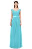 ColsBM Ariel Turquoise Bridesmaid Dresses A-line Short Sleeve Off The Shoulder Sash Sexy Floor Length