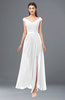ColsBM Ariel White Bridesmaid Dresses A-line Short Sleeve Off The Shoulder Sash Sexy Floor Length