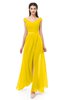 ColsBM Ariel Yellow Bridesmaid Dresses A-line Short Sleeve Off The Shoulder Sash Sexy Floor Length