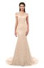 ColsBM Reese Beige Bridesmaid Dresses Zip up Mermaid Sexy Off The Shoulder Lace Chapel Train