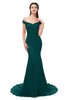 ColsBM Reese Blue Green Bridesmaid Dresses Zip up Mermaid Sexy Off The Shoulder Lace Chapel Train