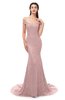 ColsBM Reese Blush Pink Bridesmaid Dresses Zip up Mermaid Sexy Off The Shoulder Lace Chapel Train