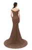 ColsBM Reese Bronze Brown Bridesmaid Dresses Zip up Mermaid Sexy Off The Shoulder Lace Chapel Train