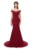 ColsBM Reese Burgundy Bridesmaid Dresses Zip up Mermaid Sexy Off The Shoulder Lace Chapel Train