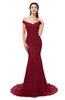 ColsBM Reese Burgundy Bridesmaid Dresses Zip up Mermaid Sexy Off The Shoulder Lace Chapel Train