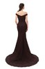 ColsBM Reese Chocolate Brown Bridesmaid Dresses Zip up Mermaid Sexy Off The Shoulder Lace Chapel Train
