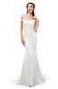 ColsBM Reese Cloud White Bridesmaid Dresses Zip up Mermaid Sexy Off The Shoulder Lace Chapel Train