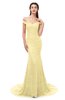 ColsBM Reese Daffodil Bridesmaid Dresses Zip up Mermaid Sexy Off The Shoulder Lace Chapel Train