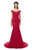 ColsBM Reese Dark Red Bridesmaid Dresses Zip up Mermaid Sexy Off The Shoulder Lace Chapel Train