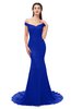 ColsBM Reese Electric Blue Bridesmaid Dresses Zip up Mermaid Sexy Off The Shoulder Lace Chapel Train