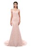 ColsBM Reese Evening Sand Bridesmaid Dresses Zip up Mermaid Sexy Off The Shoulder Lace Chapel Train