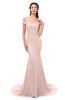 ColsBM Reese Evening Sand Bridesmaid Dresses Zip up Mermaid Sexy Off The Shoulder Lace Chapel Train