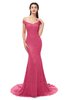 ColsBM Reese Honeysuckle Pink Bridesmaid Dresses Zip up Mermaid Sexy Off The Shoulder Lace Chapel Train