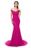 ColsBM Reese Hot Pink Bridesmaid Dresses Zip up Mermaid Sexy Off The Shoulder Lace Chapel Train